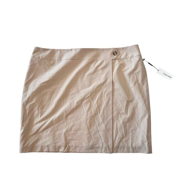 NWT Calvin Klein Beige Faux Wrap Mini Skirt Size 22W Classic Preppy Minimalist - Picture 2 of 8